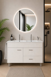 Mobile bagno con lavabo ORIGENBATH SAMOS senza specchio 120x45 cm doppio lavabo bianco nordico
