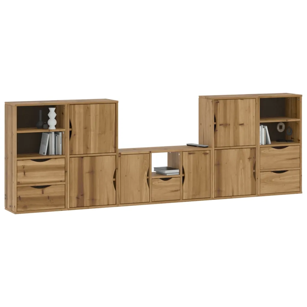 Mobile TV 5 pz con Contenitore ODDA in Legno Massello di Pino 3365382
