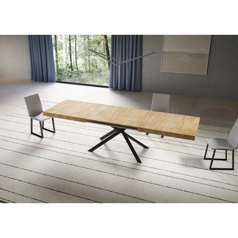 Tavolo allungabile 200/304x90 cm Niket telaio Antracite - Noce
