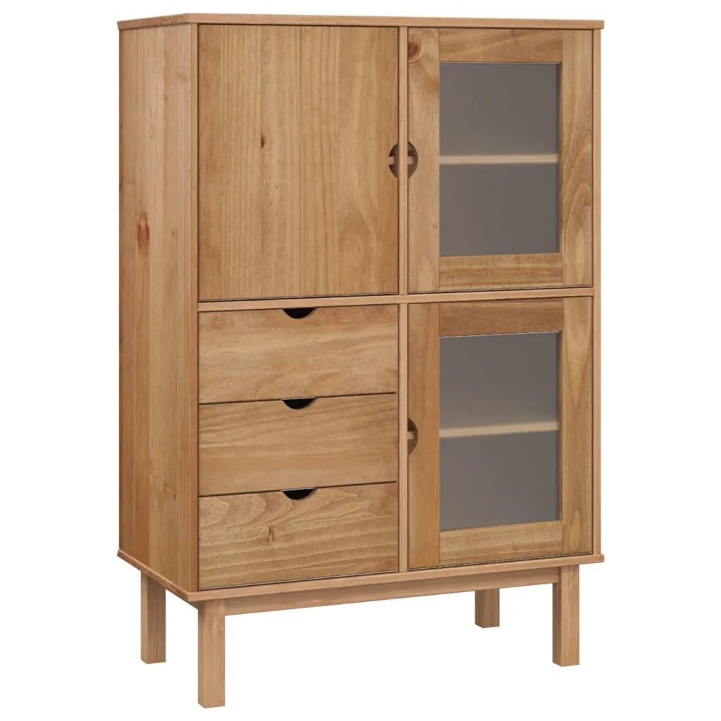 Buffet credenza cassettiera armadio mobile contenitore organizer cucina soggiorno salotto alto 85 x 43 x 125 cm legno di pino massiccio marrone 02_0035150