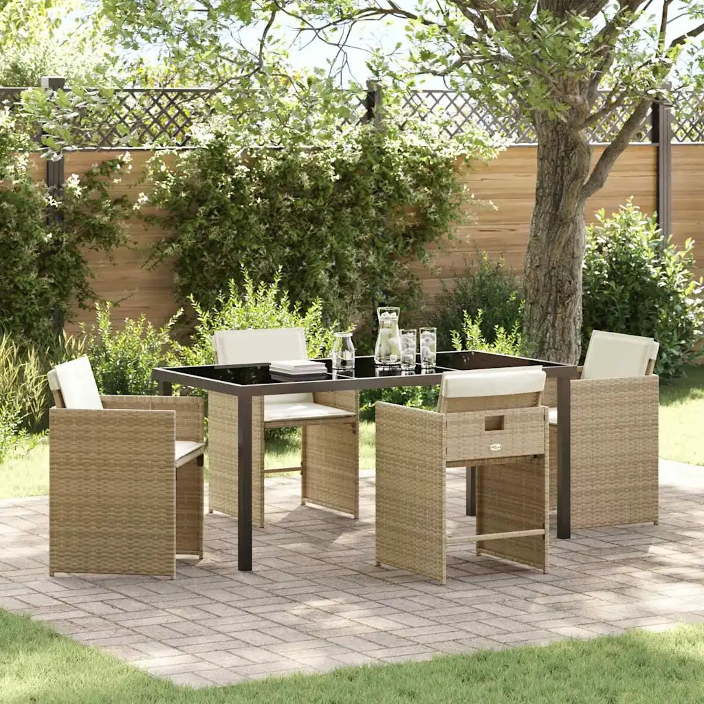 Set da Pranzo per Giardino 5 pcs Beige polyrattan 3380703