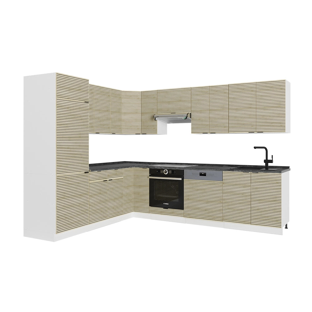 Cucina angolare completa Fame-Line Pannello in quercia/Bianco 287 x 60 cm, PL Antracite Vicco