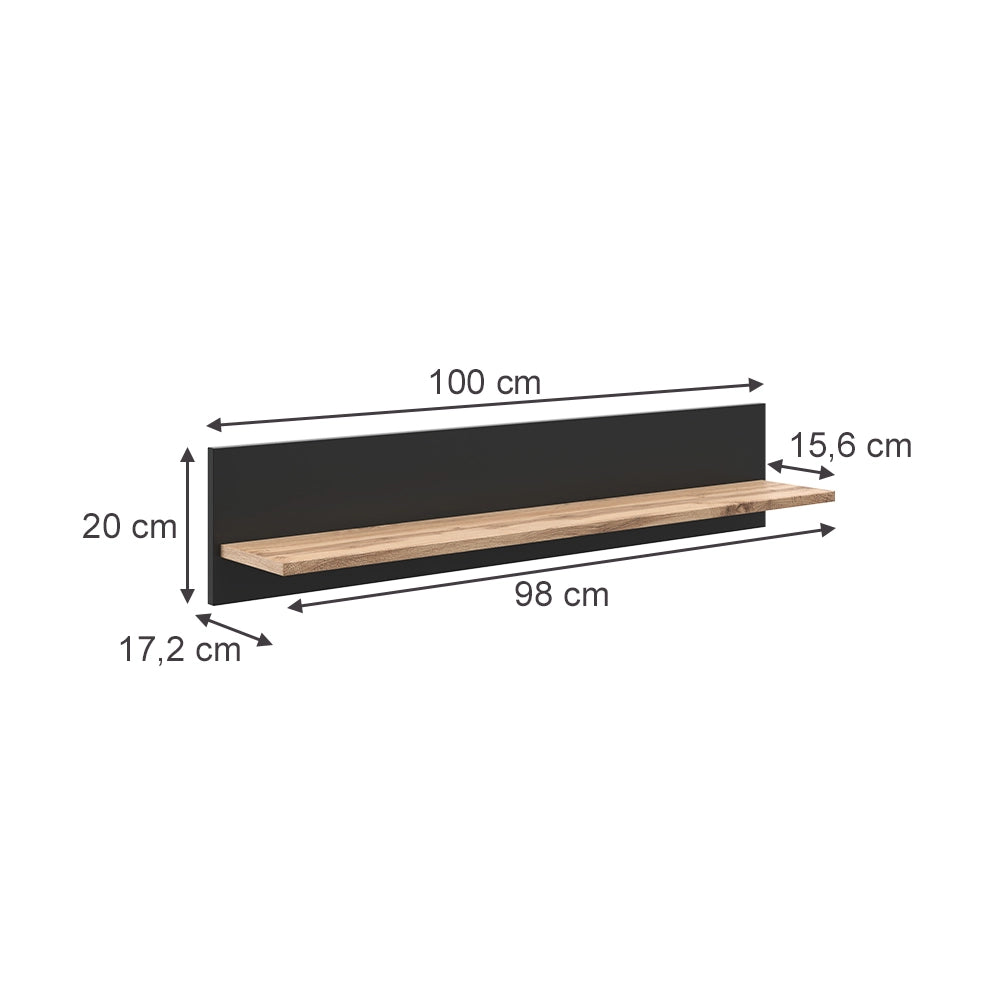 Vicco Libreria da parete Quercia Wotan 100 x 20 cm staffa a parete