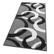 Tappeto Cucina 57x145 Cm Tridimensionale Cerchi 3D Assorbente Morbido Moderno Antiscivolo Nero