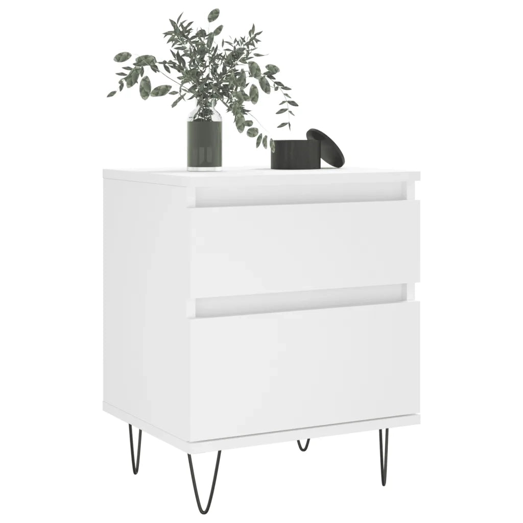 Comodino Bianco 40x35x50 cm in Legno Multistrato 830668