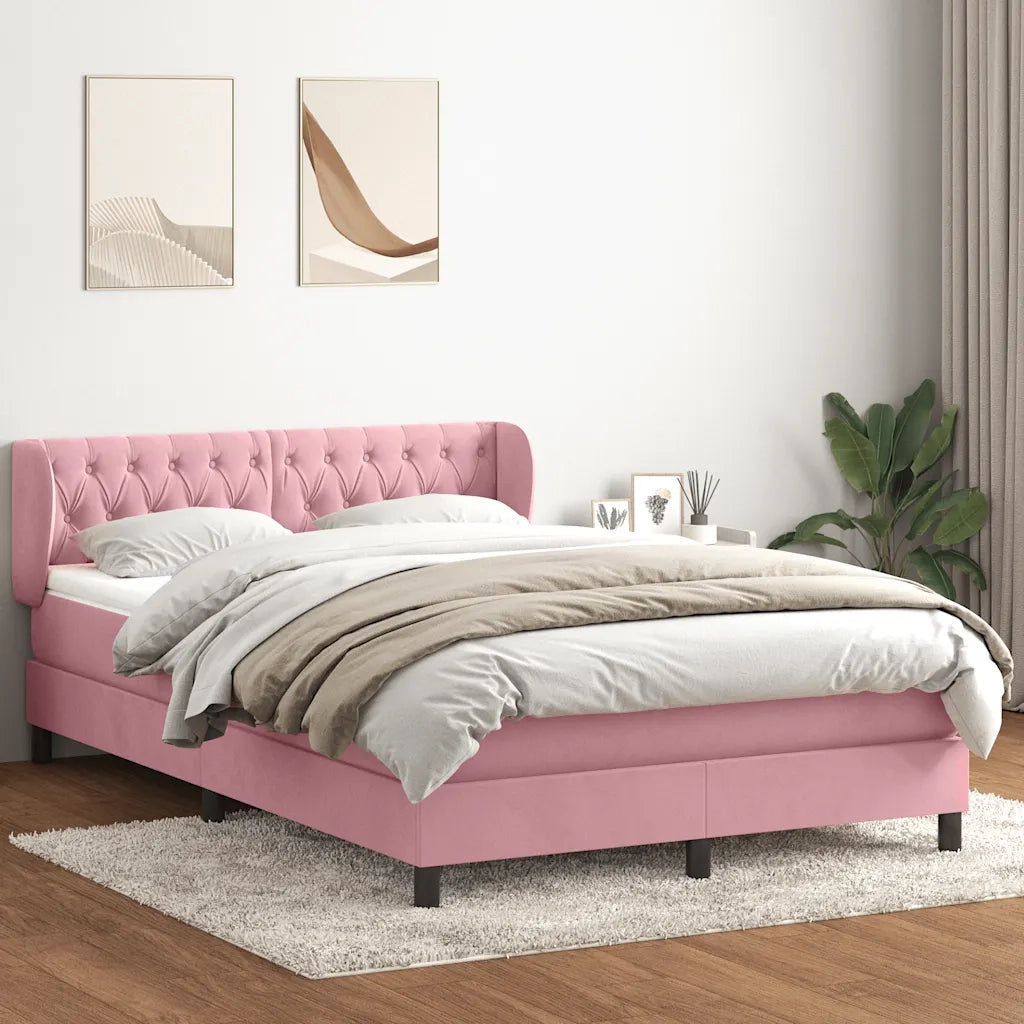 Giroletto a Molle con Materasso Rosa 160x220 cm in Velluto 3317828