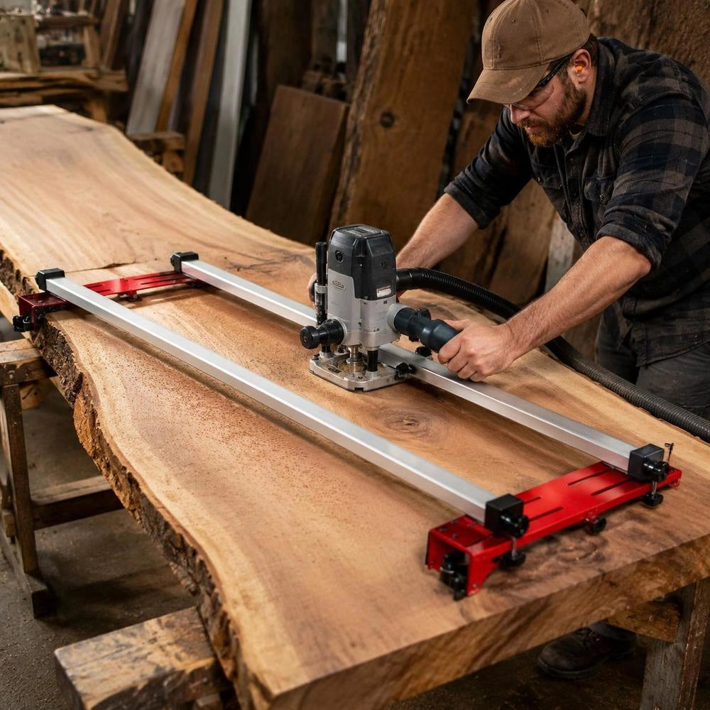 Woodworking Jointer, 60 Inch Aluminum Alloy Frame With Adjustable Surface, Large Board Planing Aid For Workbench, DIY Wood Processing Tool
