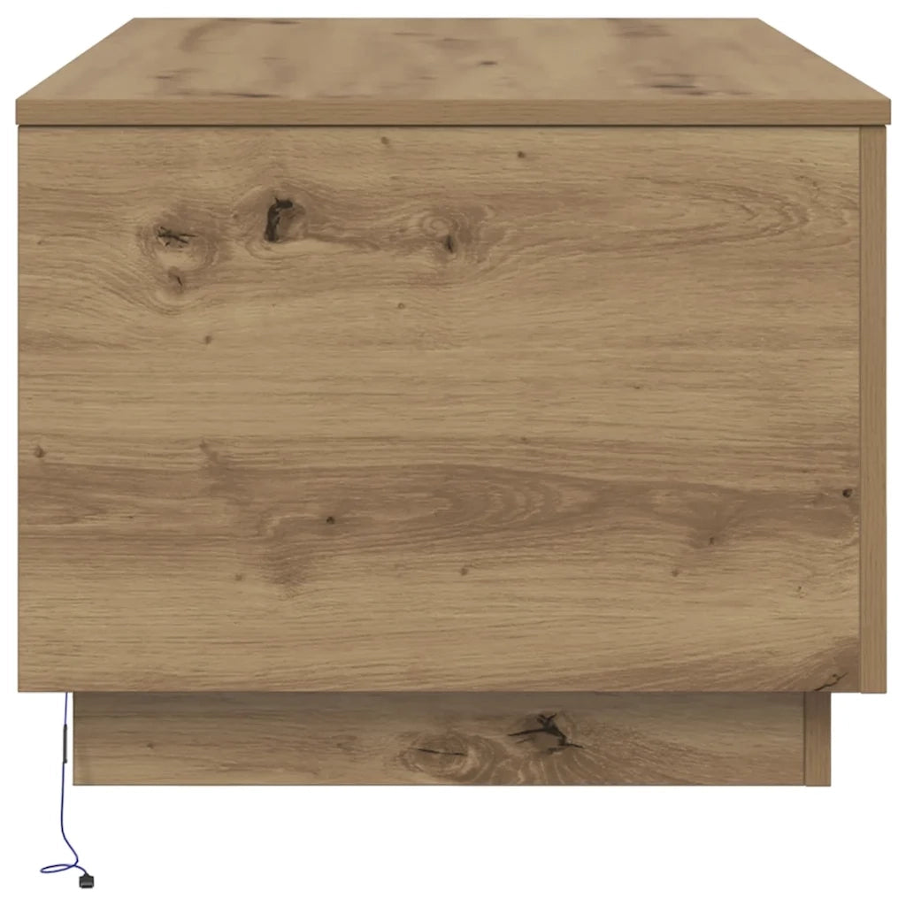 Tavolino da Salotto con Luci LED Rovere Artigianale 90x50x40 cm 857723