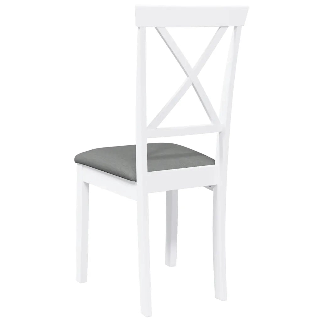 vidaXL Sedie da Pranzo con Cuscini 2 pz Bianco Legno Massello di Hevea