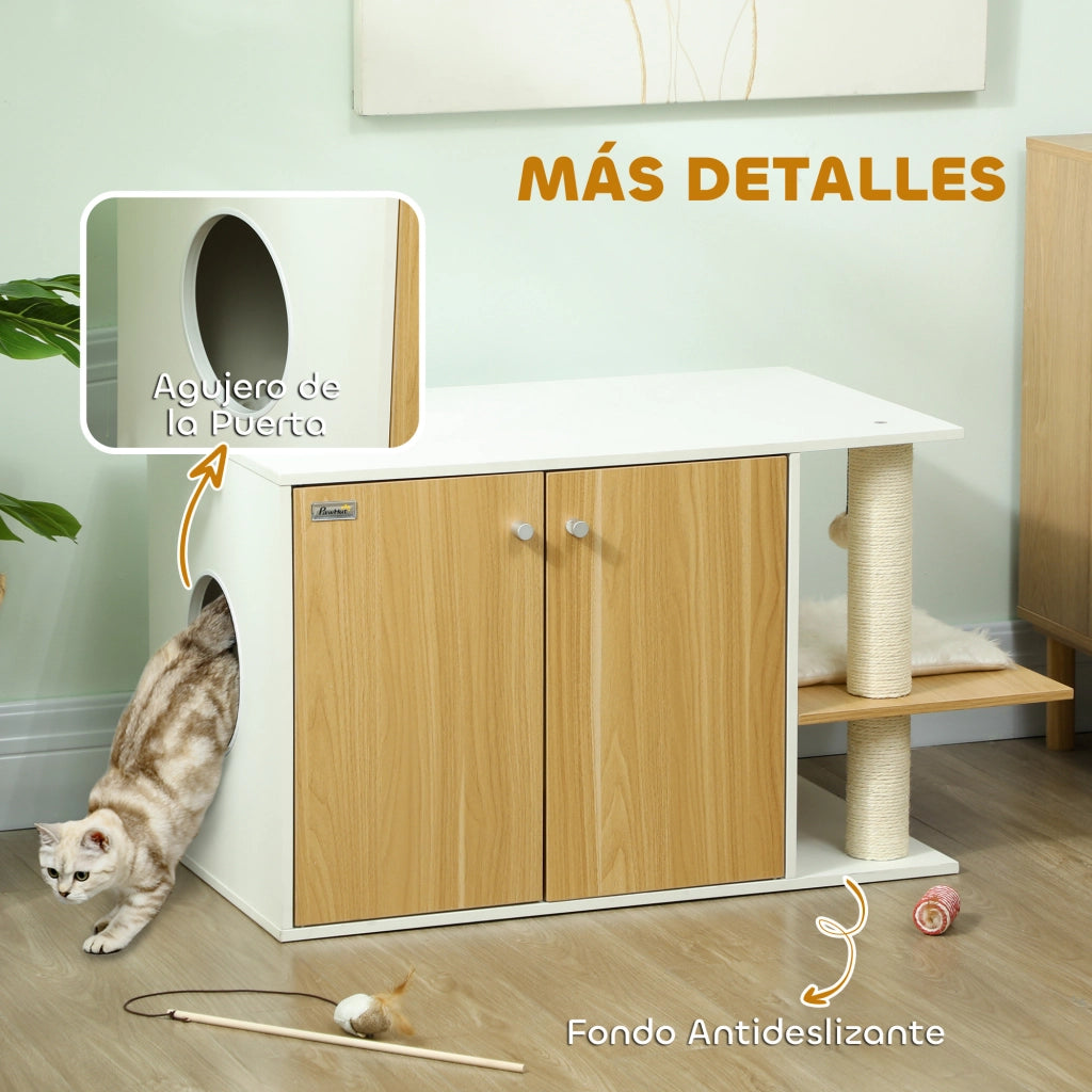 Centro Giochi per Gatti con Cuscino e Palla ¨C Zephmum ¨C 94x48x50,5cm Bianco
