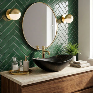 Lavabo Da Appoggio Rea Royal 60 Black Marble Mat