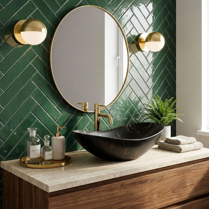 Lavabo Da Appoggio Rea Royal 60 Black Marble Mat