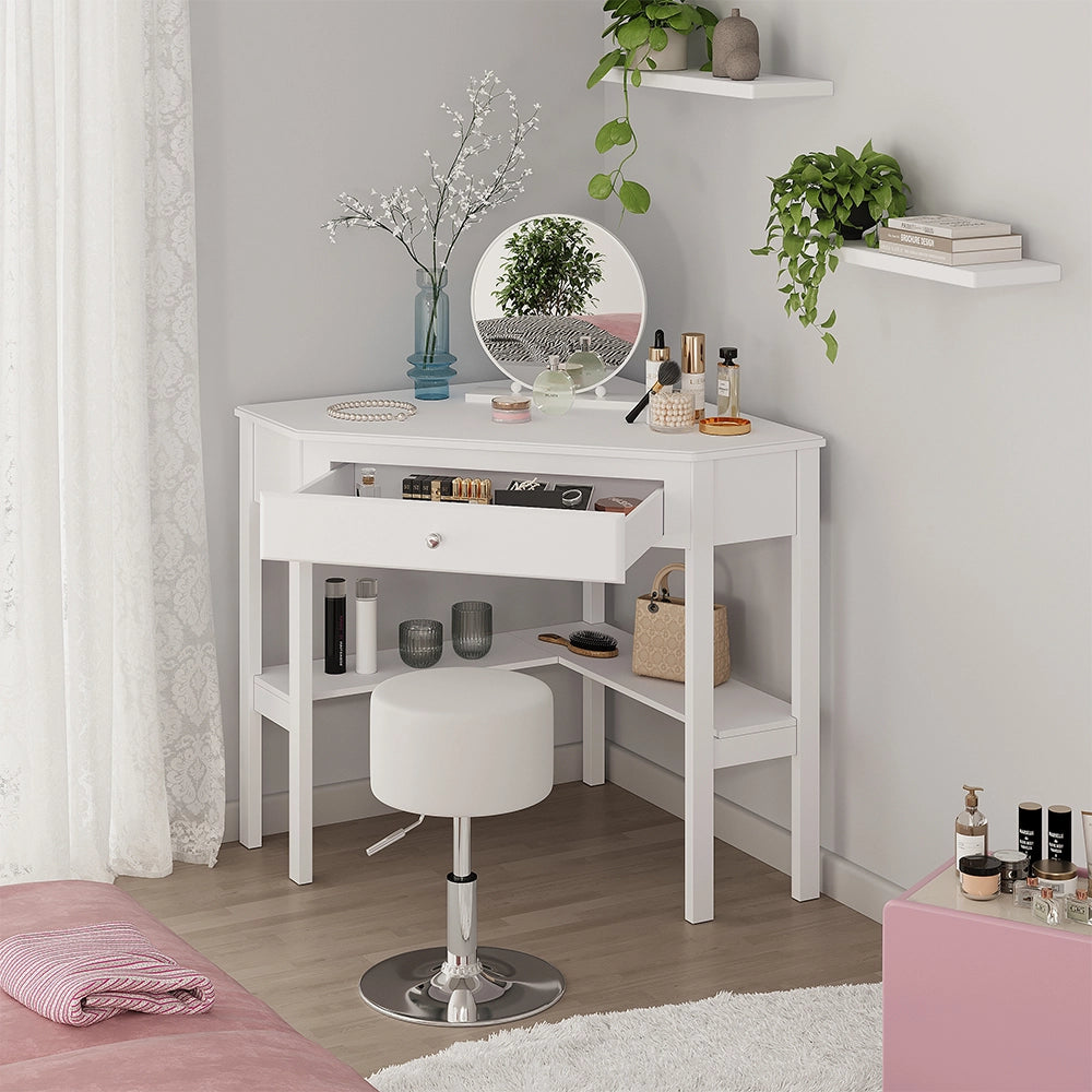 Vicco Tavolo da trucco ad angolo Bianco 75 x 76.8 cm ,con cassetto