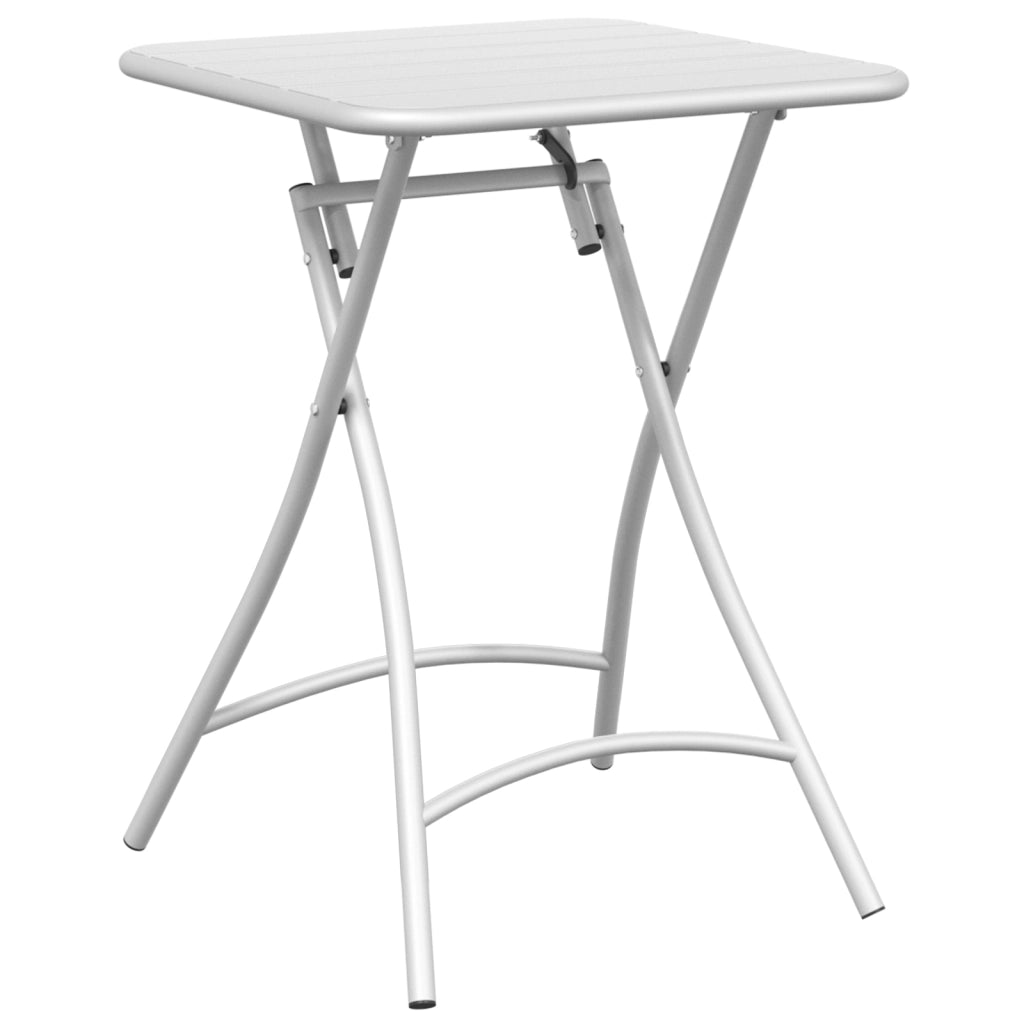 Tavolo da Giardino Pieghevole  Bianco 55x55x73 cm in Acciaio