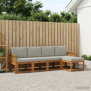 Set di divani da esterno 5 pz Naturale e Grigio Chiaro 3385137