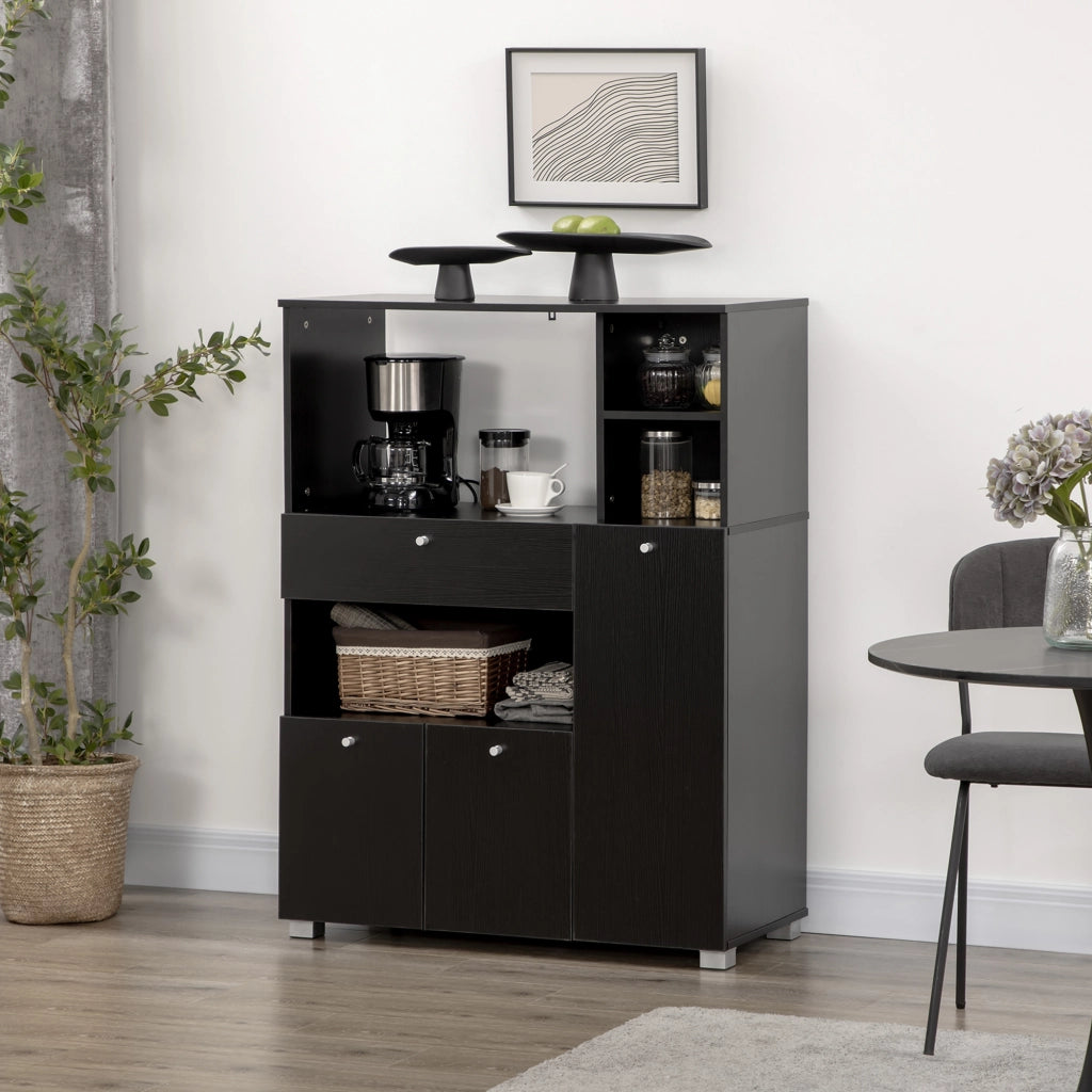 Mobile per microonde con cassetto e 3 ante ¨C zephmum ¨C Nero 90x40x120 cm
