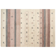 Tappeto Gabbeh in lana beige e marrone con motivo geometrico 160 x 230 cm stile boho soggiorno camera da letto