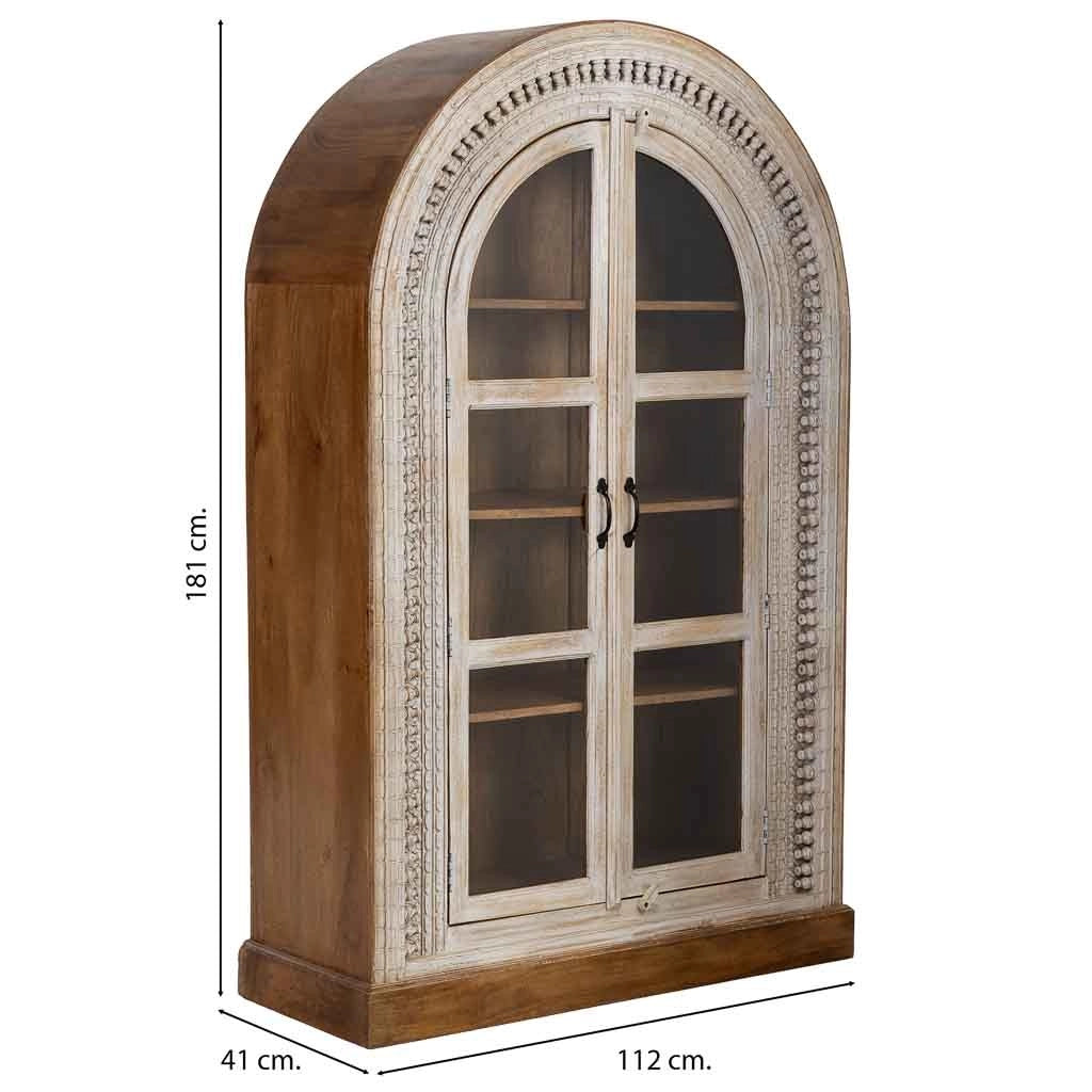 Vetrina in legno bianco fatta a mano 112x41x181h cm