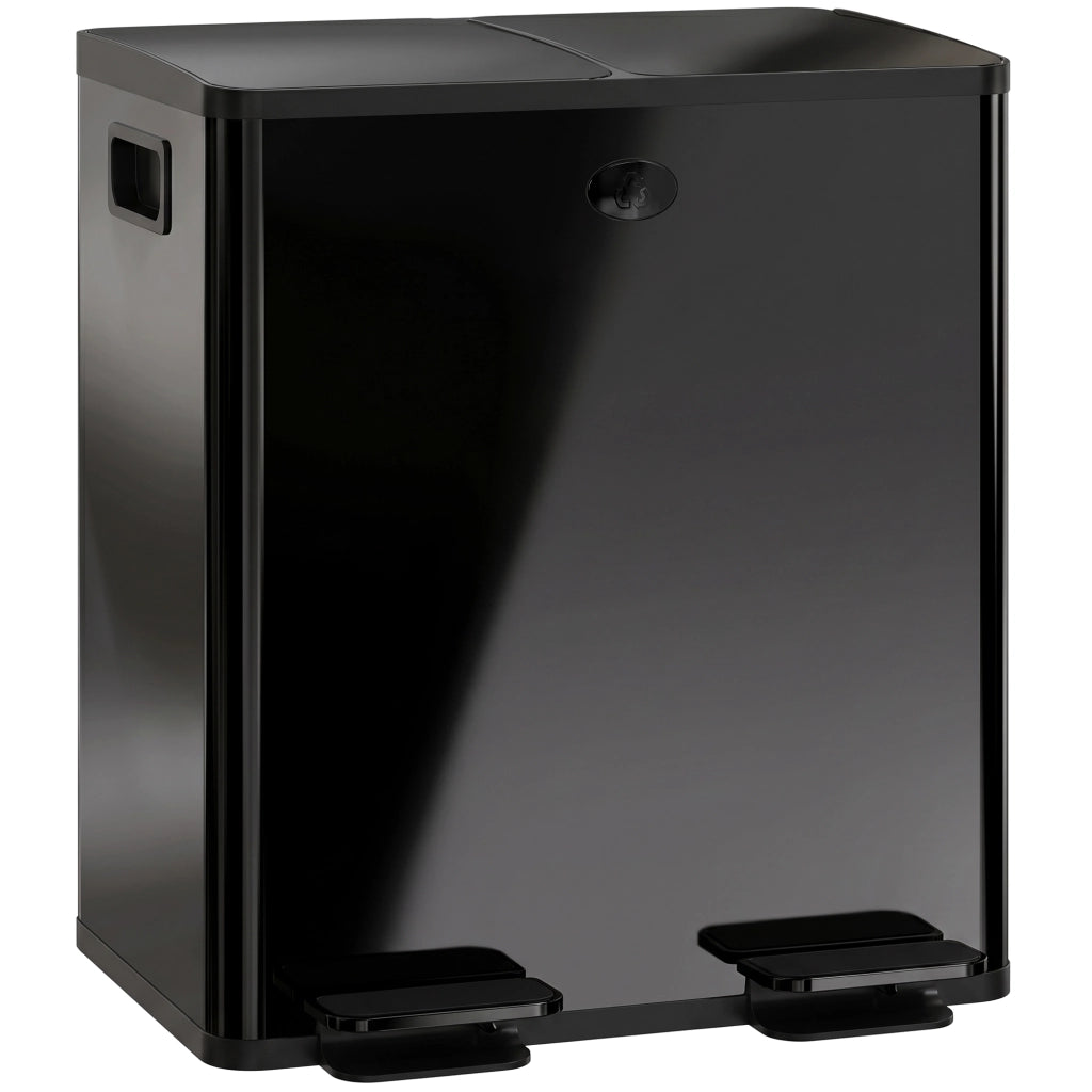 Bidone 2 Scomparti 2x20L ¨C Zephmum ¨C Acciaio Inox Nero 45.8x36x51.6cm