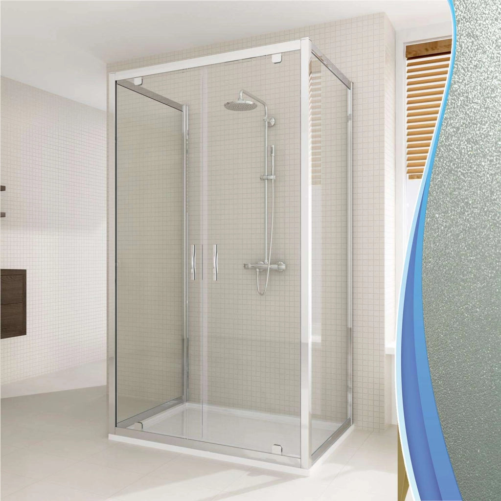Box Doccia 3 Lati 75x130x75 cm 2 Ante Battenti in Cristallo Opaco 6mm H198 Fosterberg Aalborg Trio