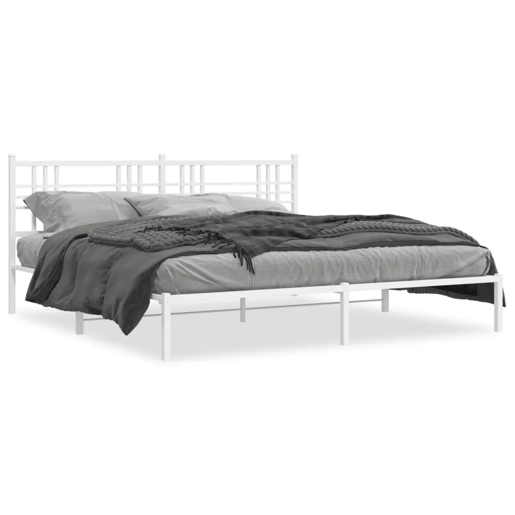 Giroletto con Testiera-Struttura Letto con testiera Metallo Bianco 183x213 cm 606514