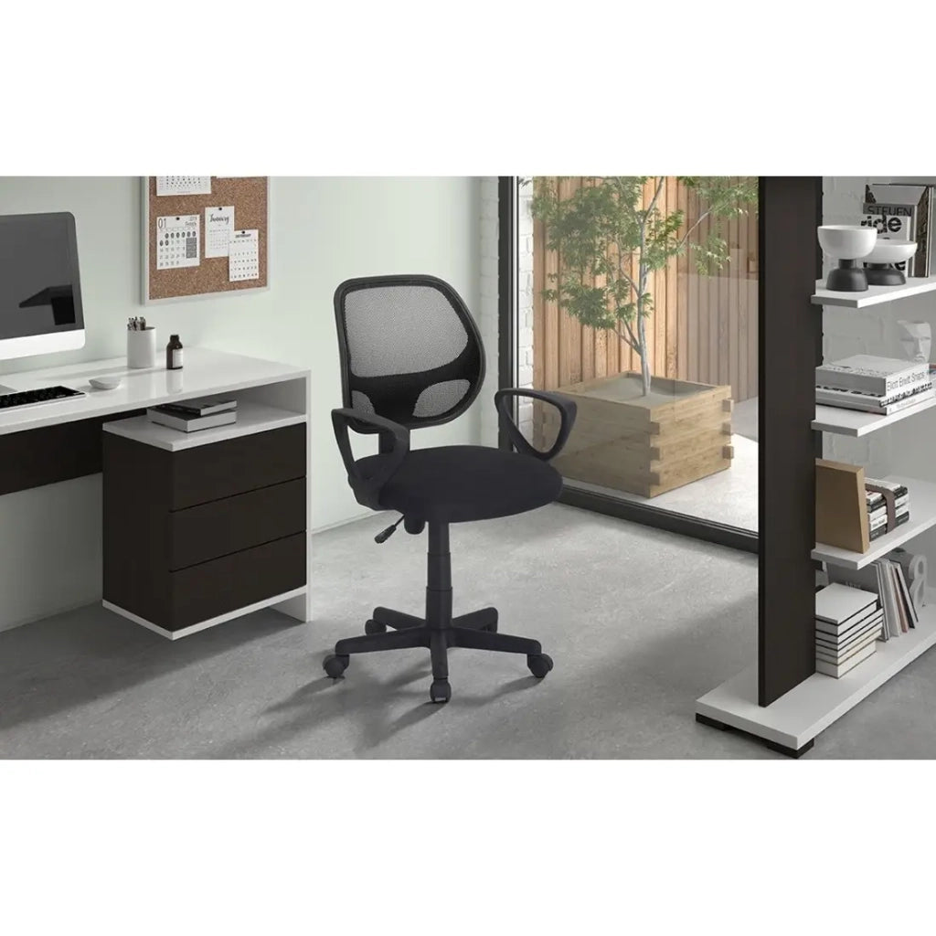 Sedia da ufficio IPOLIST – Tessuto a rete nero – Altezza regolabile 86-98 cm – Stile moderno ed ergonomico