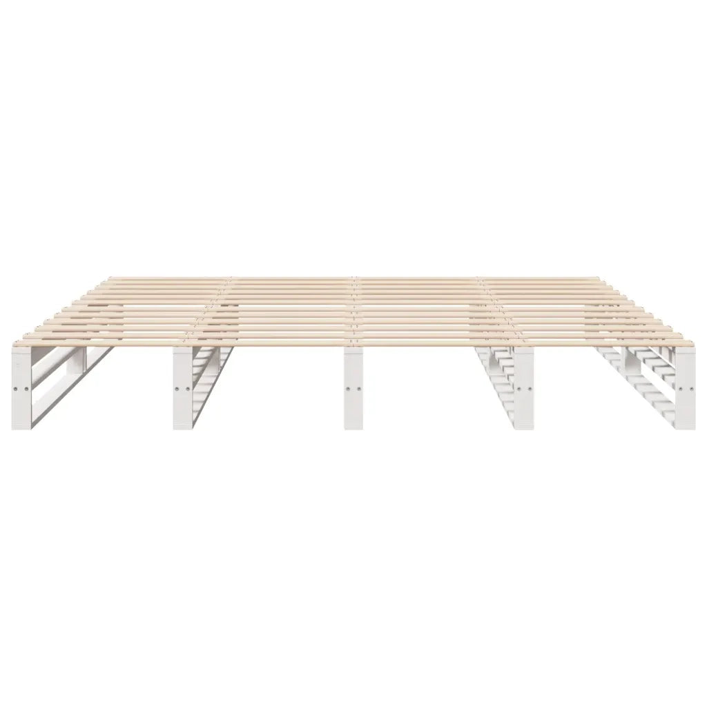 vidaXL Giroletto con Testiera Bianco 200x200 cm Legno Massello di Pino