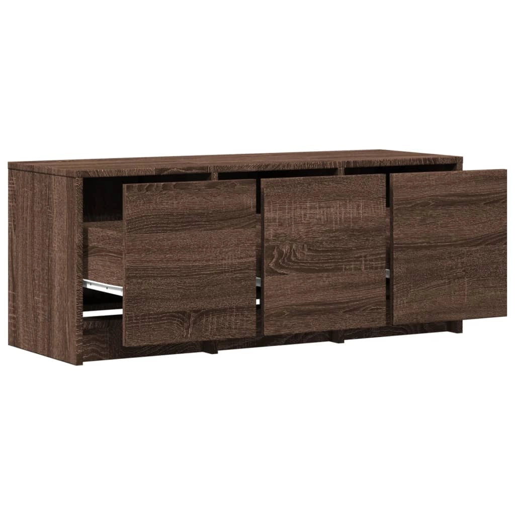 Mobile TV multimediale mensola TV credenza mobile TV per sala da pranzo soggiorno camera da letto con illuminazione a LED rovere 97 x 34 x 40 cm legno ingegnerizzato marrone 02_0026470