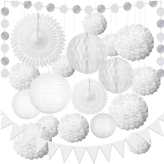 Set di Lampioni di Carta da 20 pezzi - Decorazione di Festa - Facile da Assemblare - Ripiegabile - Carta da Artigianato 300g - Decorazione di Festa