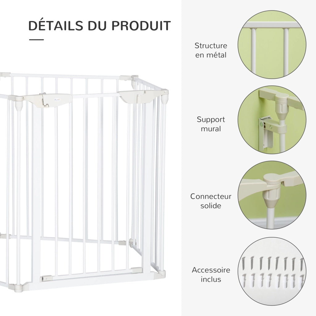 Recinto per cani modulare pieghevole con porta ¨C Minimal ¨C 300x74.5 cm metallo PP bianco
