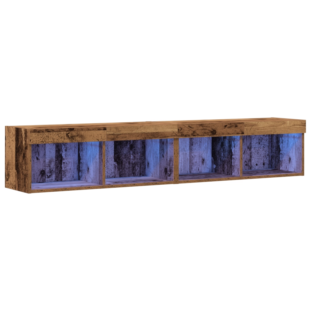 Armadi per TV  con luci LED 2 pz Legno antico 80x30x30 cm