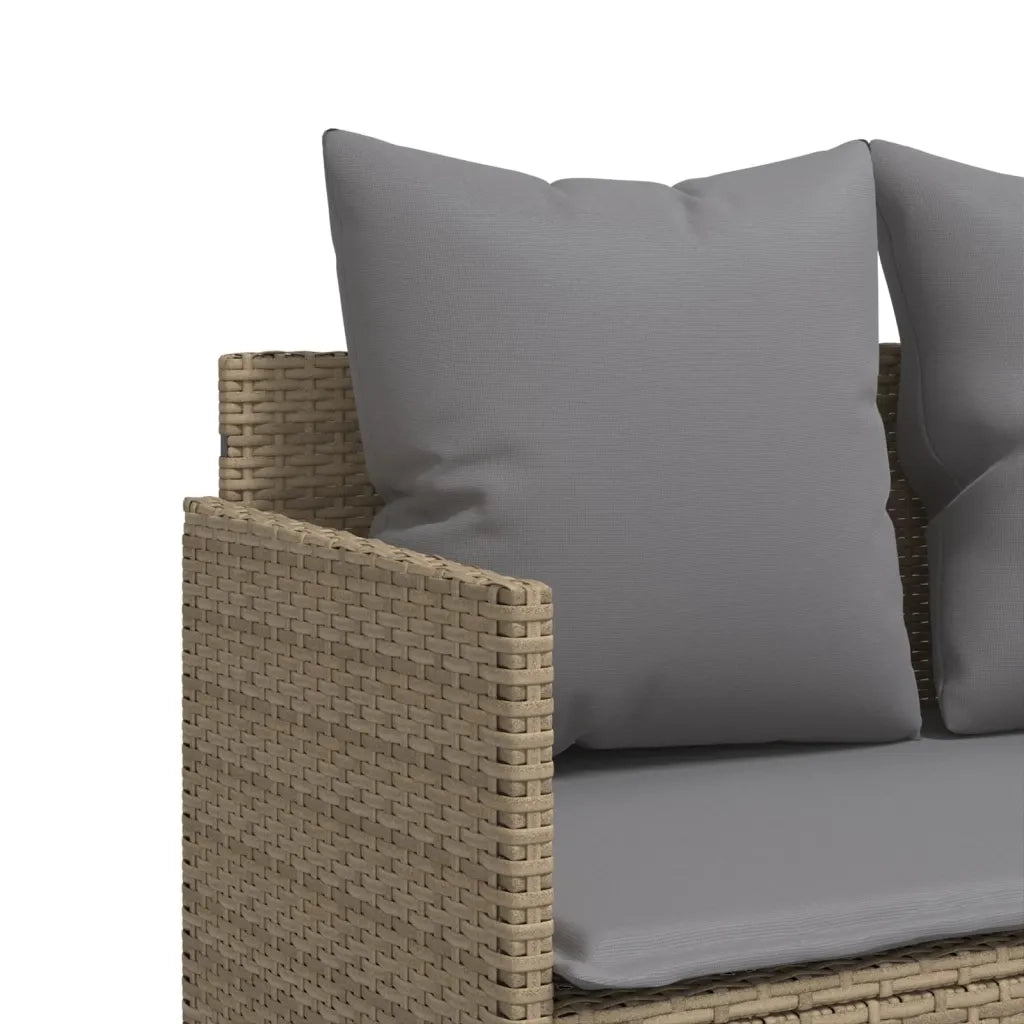 Set Divano da Giardino 5 pz | Set Salotto da Giardino con Cuscini Beige in Polyrattan