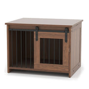 Trasportino multiuso per cani 80 x 60 x 60 cm con pratica porta scorrevole moderna finitura in legno marrone 20_0018591
