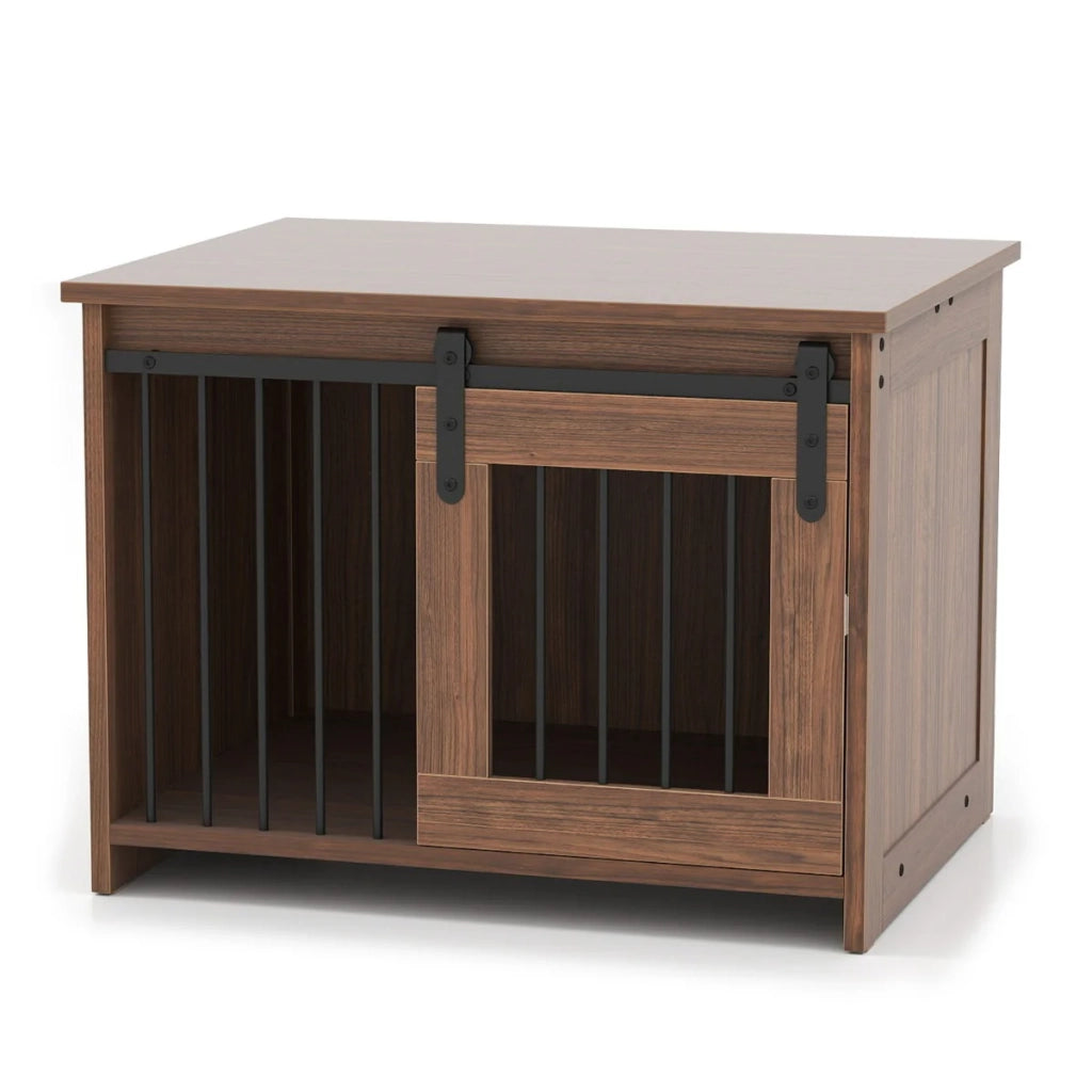 Trasportino multiuso per cani 80 x 60 x 60 cm con pratica porta scorrevole moderna finitura in legno marrone 20_0018591