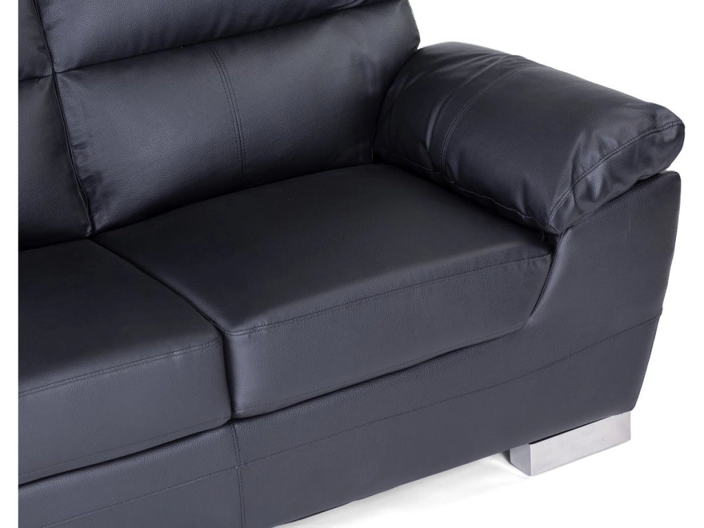 Divano in pelle rigenerata / PVC "DALLAS" - 169 x 88 x 90 cm - 2 posti - Nero