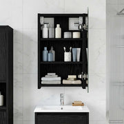 Mobiletto per specchio da bagno Rovere Nero 30 x 10,5 x 50 cm