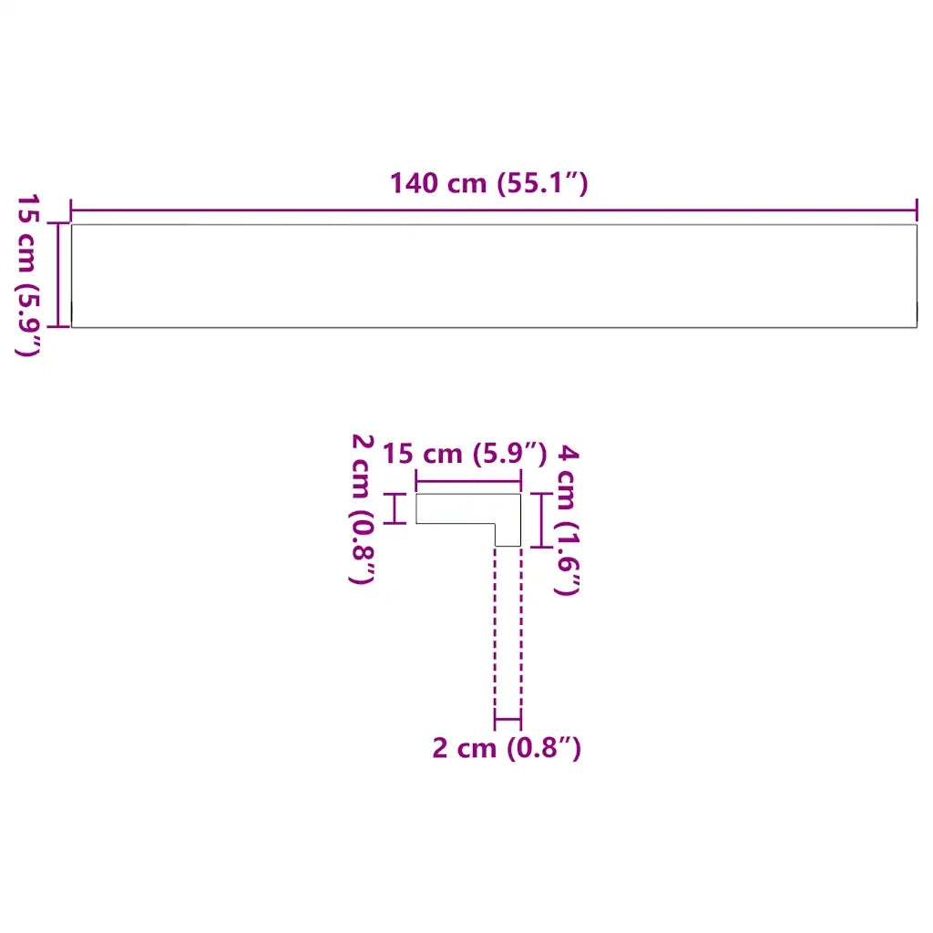 vidaXL Davanzali 2 pz Non Trattati 140x15x2cm Legno Massello di Rovere