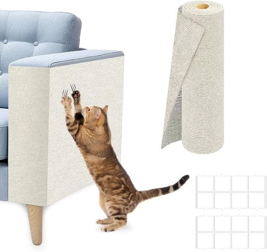 2 pacchi di mattonelle autoadesive per protezione di divani, muri e torri per gatti, piastra di protezione riciclabile contro graffi, installazione DIY facile (bianco crema, 40 * 60 cm, 2 pacchi)