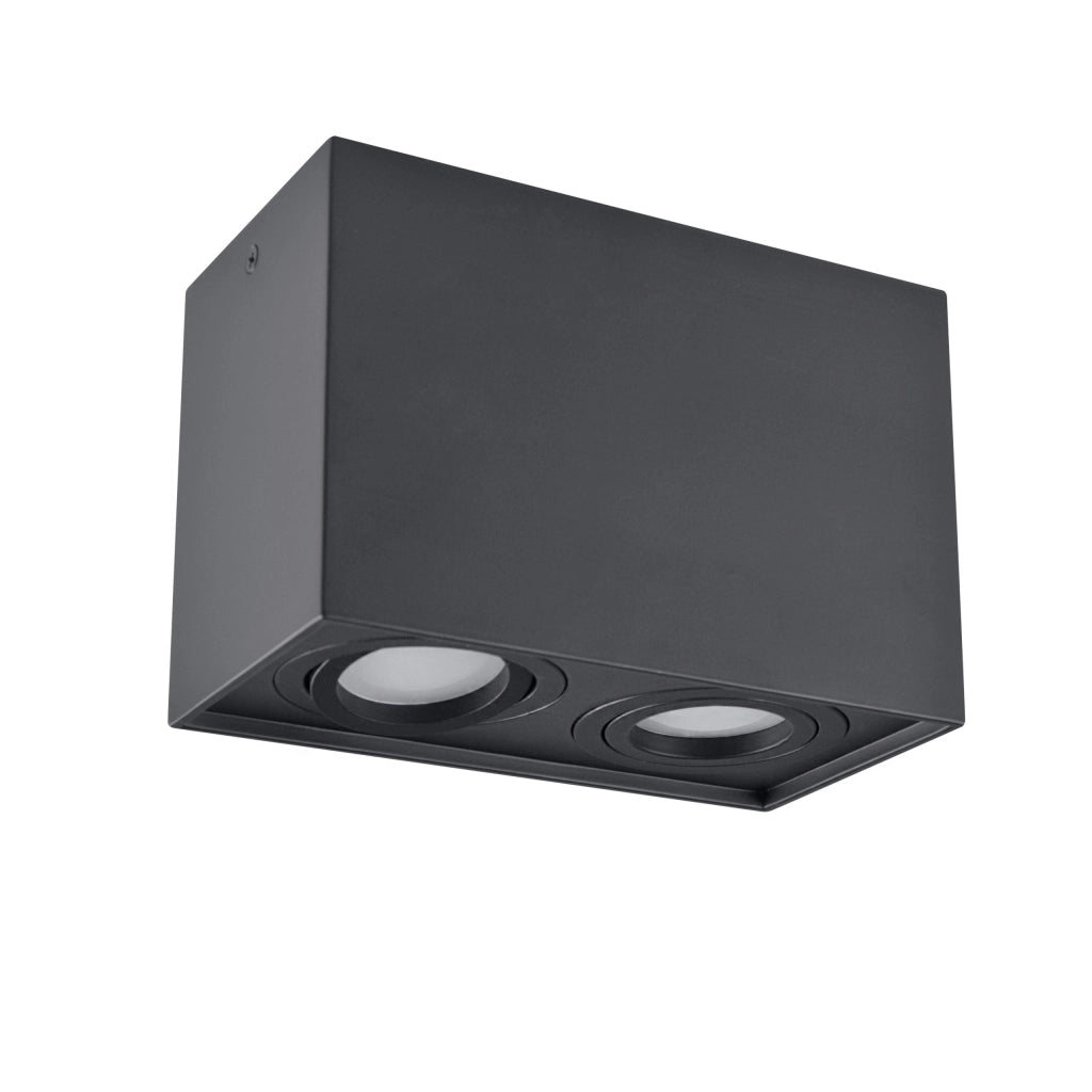 Plafoniera spot superficie nera 2xGU10 Polux Hadar Q2