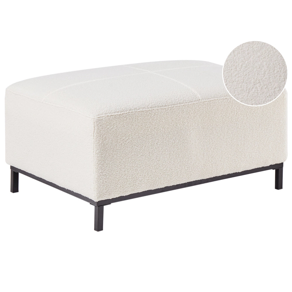 Pouf poggiapiedi ottomano in tessuto bouclè bianco Rettangolare Minimalista Moderno
