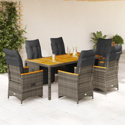 vidaXL Set Bistrò da Giardino 7 pz con Cuscini in Polyrattan Grigio