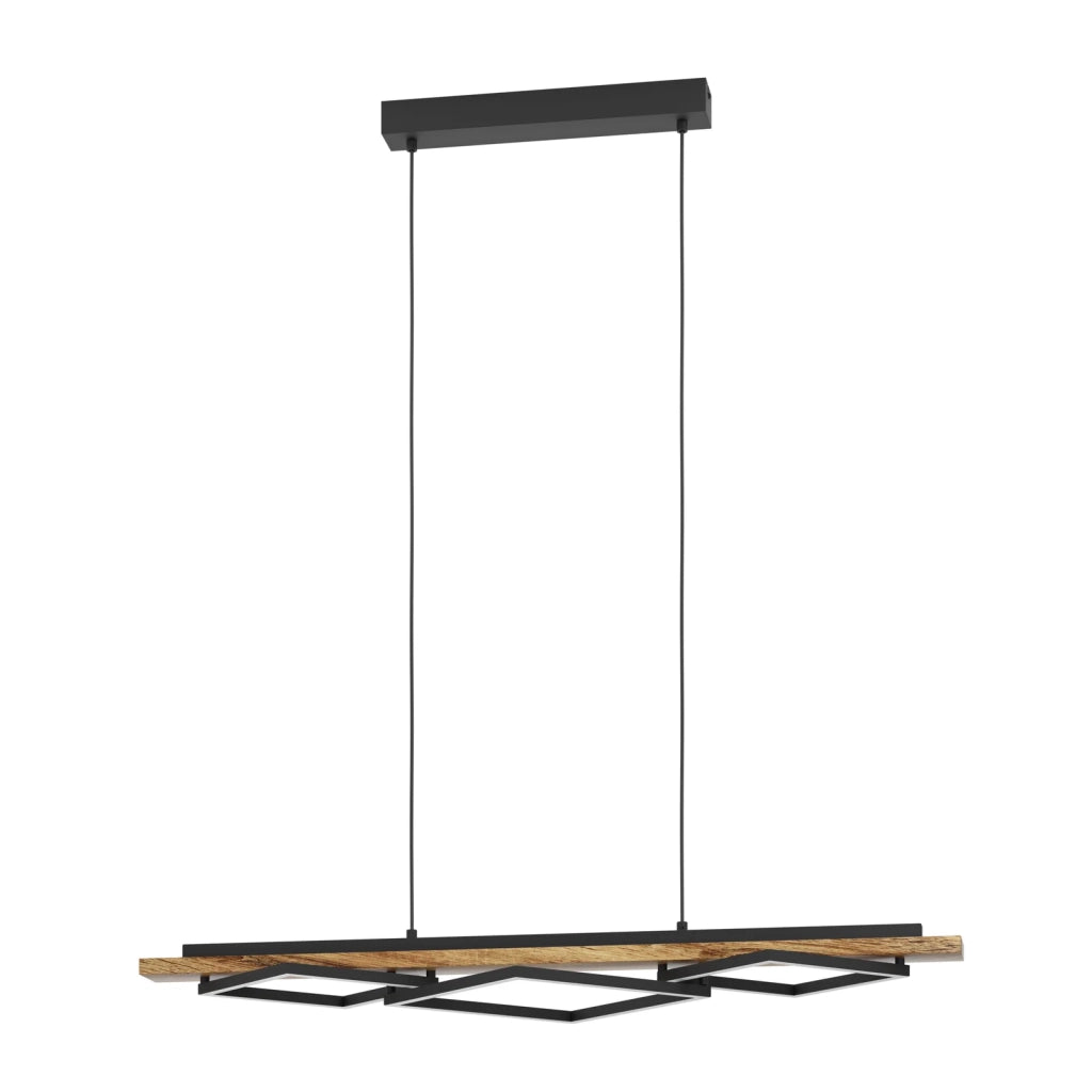 Lampadario Rustico Country Boyal Metallo Nero 3 Luci Led 42W 3500+2200Lm Ip20