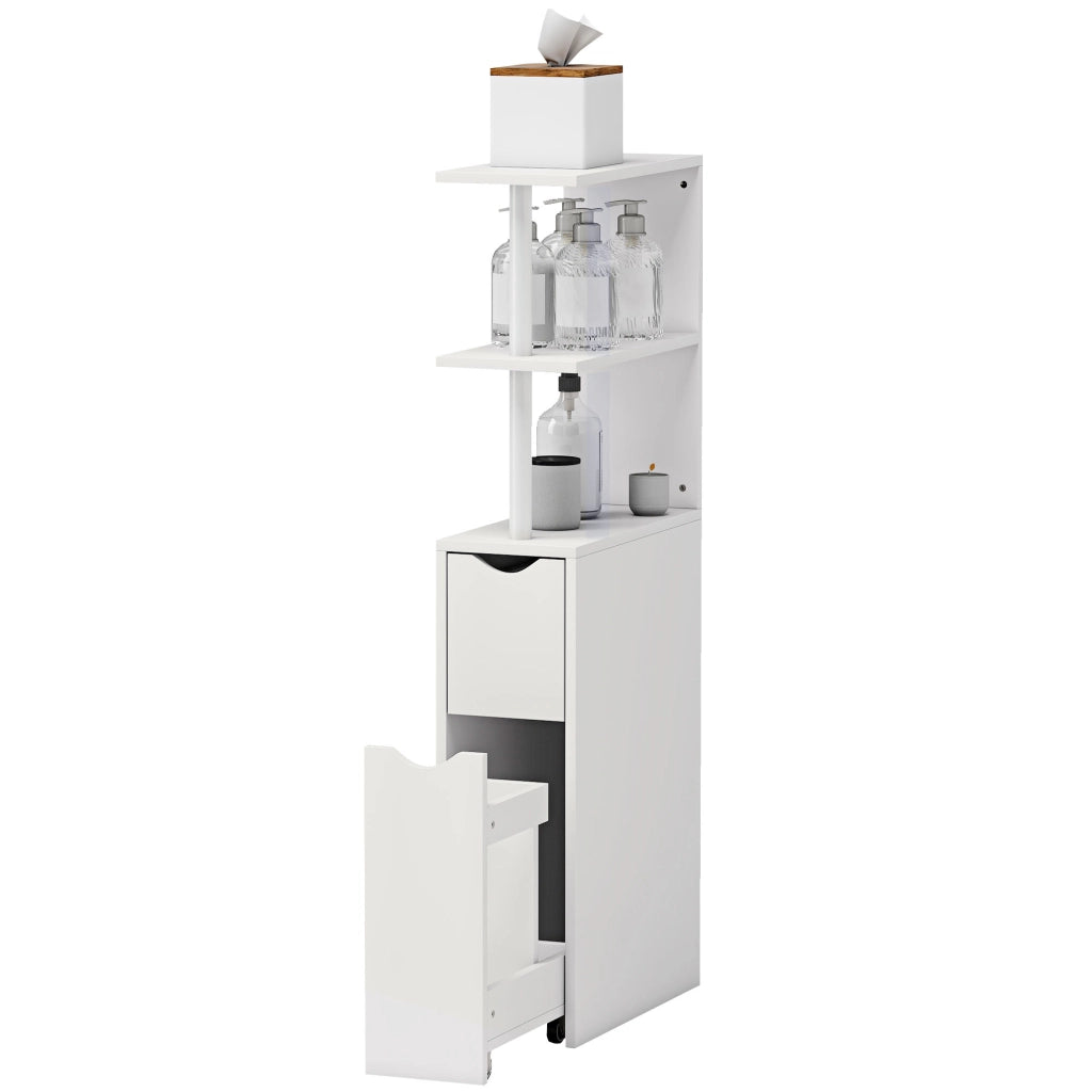 Mobile Bagno con Cassetto e Ripiani ¨C Zephmum ¨C Bianco 20x45x115
