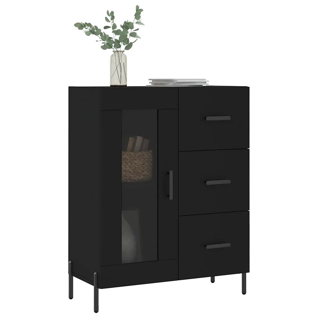 Credenza-Buffet-Armadio da cucina Nera 69,5x34x90 cm in Legno Multistrato 167273