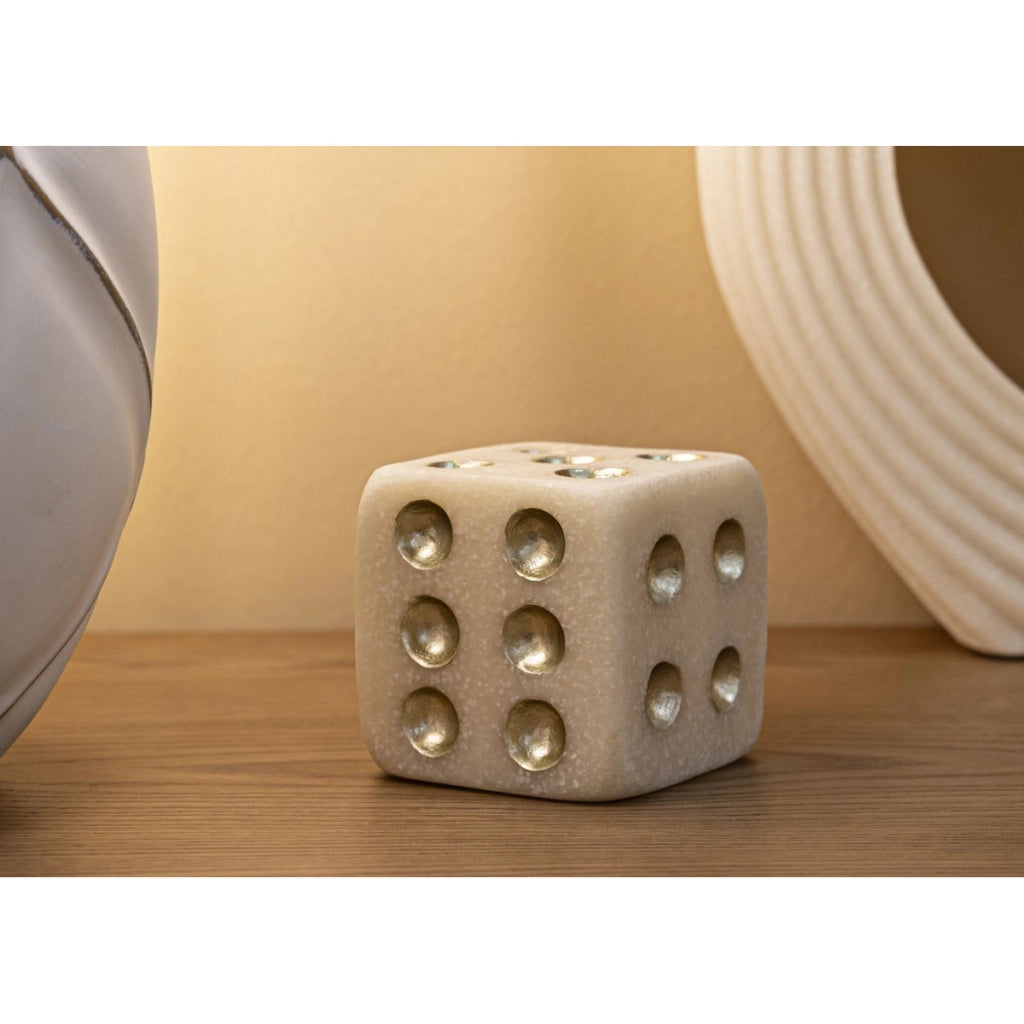 Scultura Dado 1, Bianco, Poliresina, 8x8x8 cm