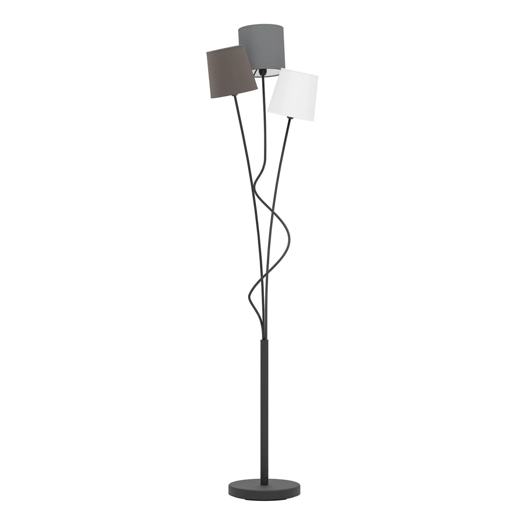 Piantana Moderna Maronda Acciaio Nero 3 Luci E14