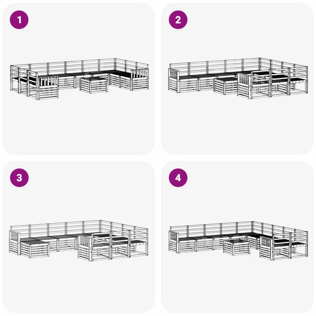 Set di divani da esterno 11 pcs Bianco 59 x 59 x 37 cm 3392614