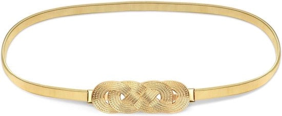 Cintura Stretch in Metallo per Abiti da Donna - Colore Oro - Cinturino per Abiti con Flessibilità e Silhouette Sottile