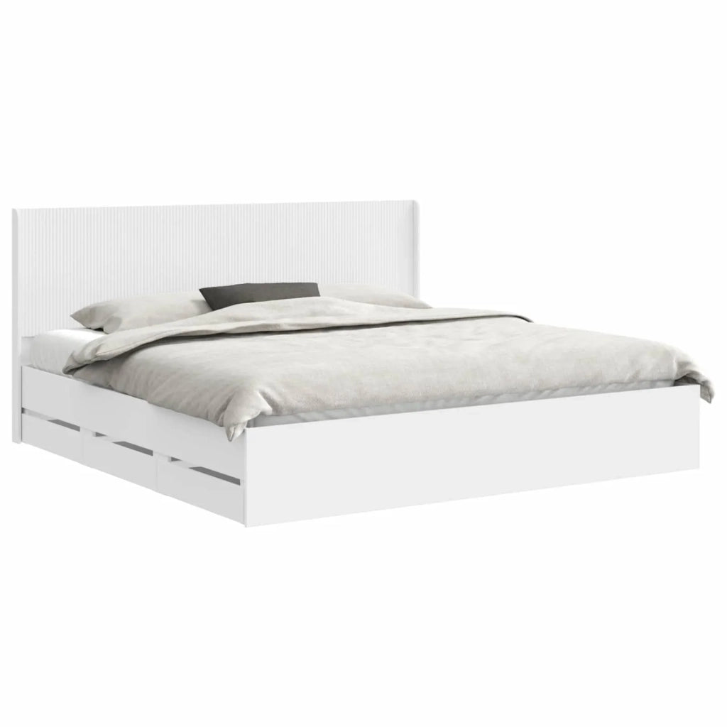 Struttura del letto con stoccaggio e testata Bianco 3413923
