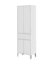Mobile Bagno Colonna Portasciugamani in Legno Bianco Rovere 4 Ante 1 Cassetto Colore: Bianco